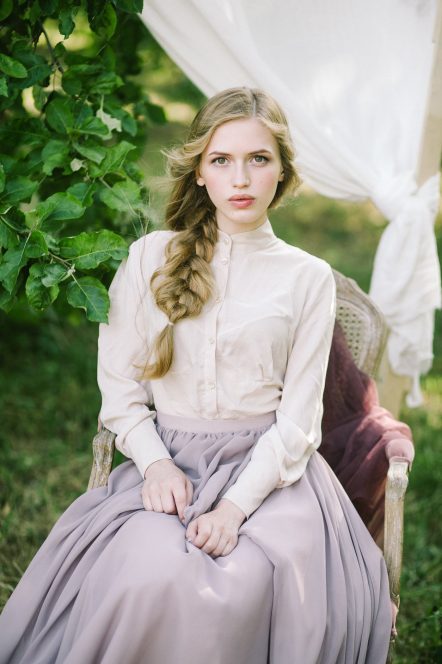 Shirtwaist cotton wedding dress