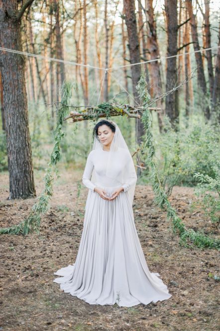 Nude cotton wedding dress