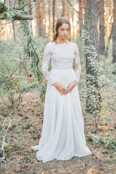 Wedding dress with high-neck