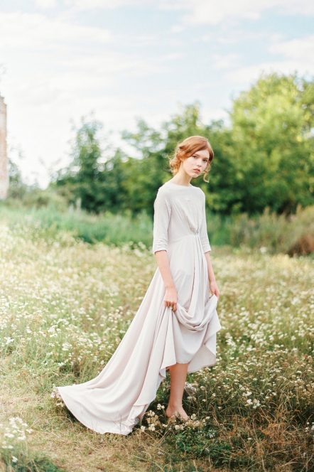 Nude cotton wedding dress