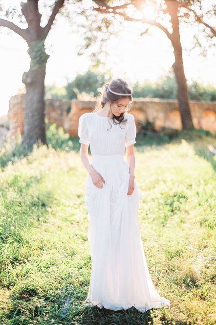 Cap sleeve wedding dress