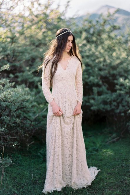 Vintage inspired lace wedding dress