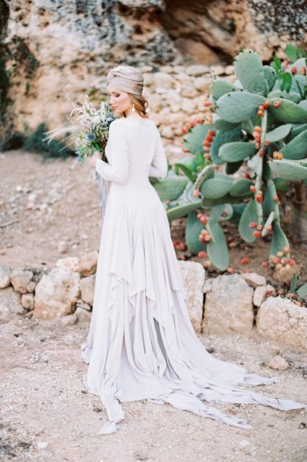 Nude cotton wedding dress